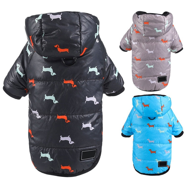 Pet Clothes For Dog Winter Warm Coat Puppy Down Jacket Printed Hoodies