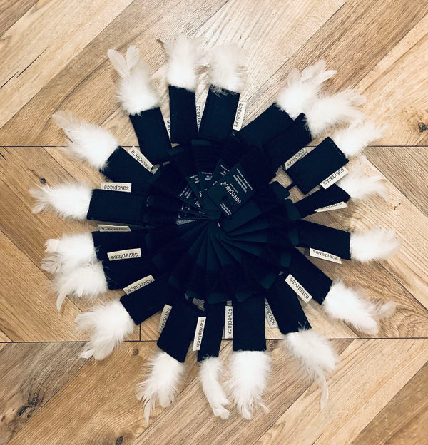 Saveplace® Woolen Black Cat Toy With White Feathers - SNOW