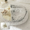 Plush enclosed faux fur pet bed for small dogs and cats