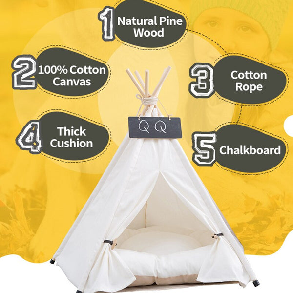 Pet Tent House Cat Bed Portable Teepee With Thick Cushion And 6 Colors Available For Dog Puppy Excursion Outdoor Indoor