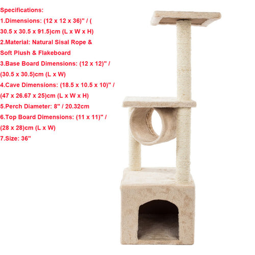 Cat Luxury Furniture 36 - 80 Inches Pet Cat Tree