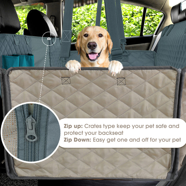 Waterproof Dog Car Seat Cover Mesh With Zipper And Pockets