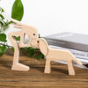 Family Puppy Wood Dog Craft Figurine For Desktop Table | Ornament Carving Model Home Office Decoration Pet Sculpture For Christmas Gift