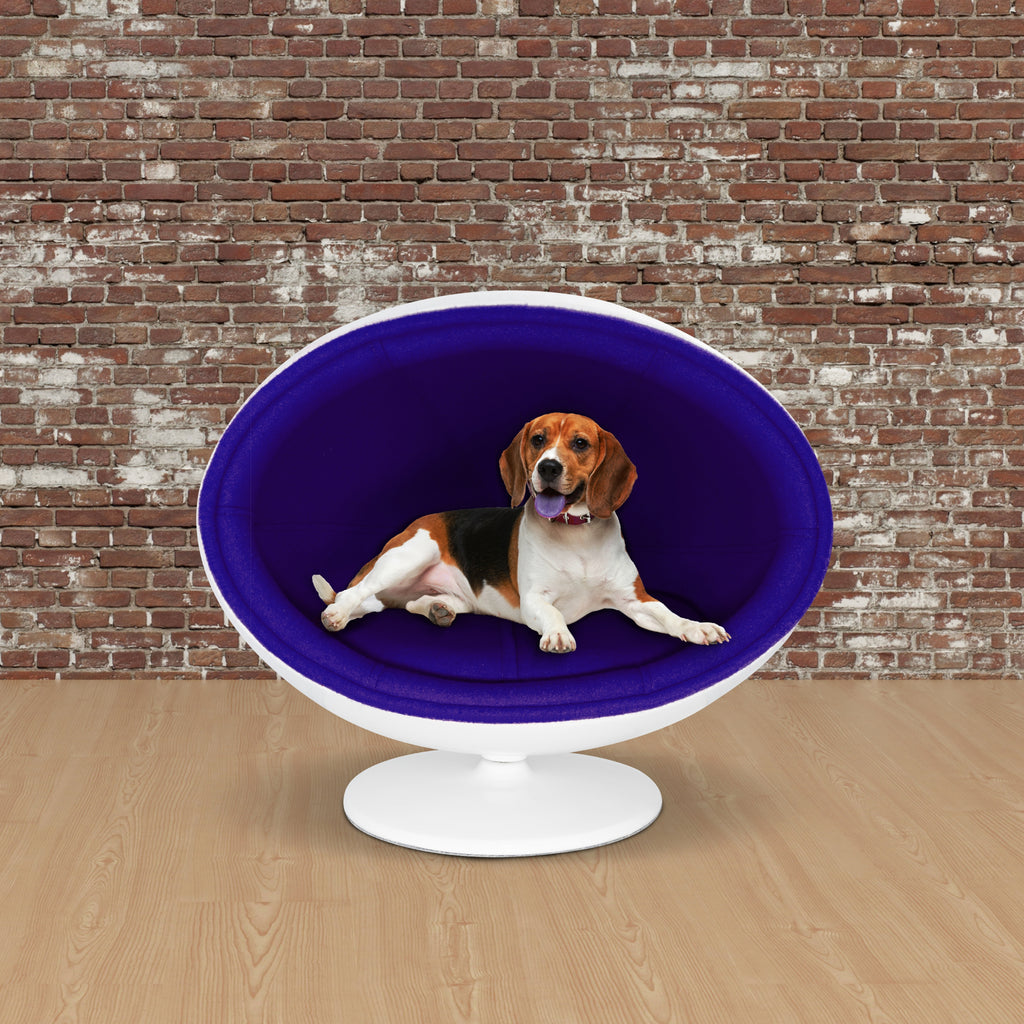 Modern Fiberglass Ball Pet Chair/Bed, Blue