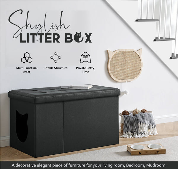 Designer Cat Litter Box Enclosure Hidden Washroom Bench Ottoman