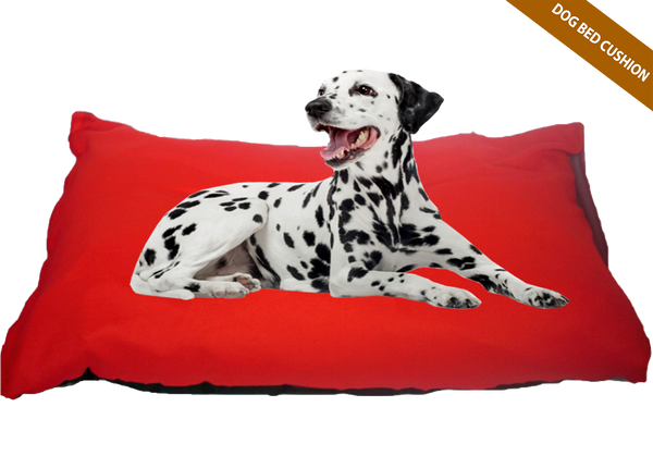 Red Cushion Dog Bed Fibre+Foam Filled Removable Fleece Cover