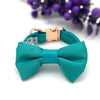 Turquoise silk dog collar & bow tie