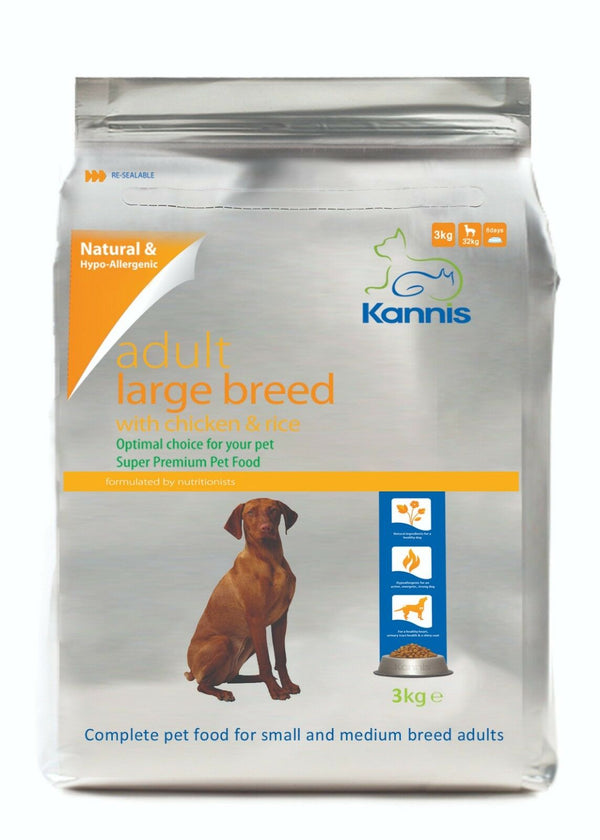 Kannis Adult Large Breed Dry Dog Food - Chicken 3 Kg - Paws and Me